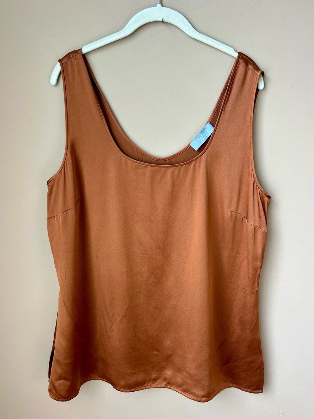 Ravella Fiora Silk Tank Sleeveless Blouse Copper Brown Size L / XL - Picture 4 of 8